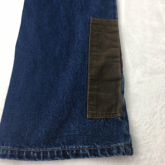 Vintage Patchwork Jeans Womens 28 x 29 Blue Denim Corduroy Patches Gold Stamped‎ - Picture 7 of 9